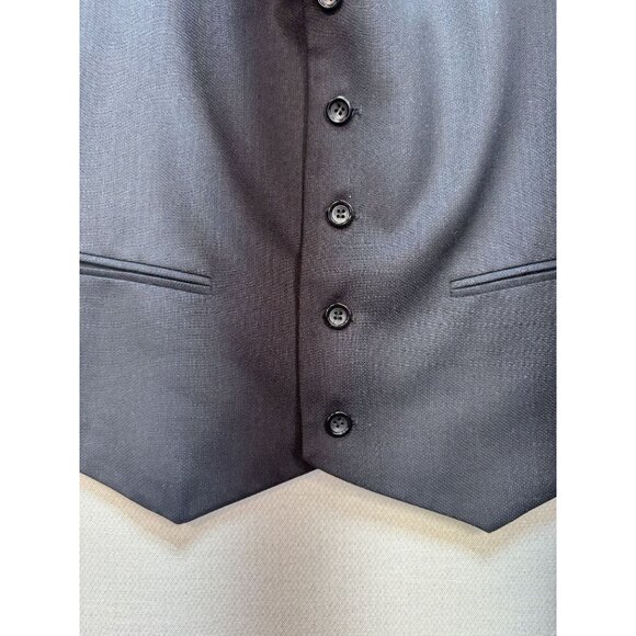 Superior 150's 5-Button Suit Formal Vest Mens 42R 36W Black Tailored Fit Party - Picture 2 of 8